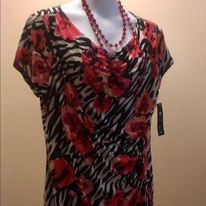 NWT MLLE GABRIELLE ZEBRA ROSE PRINT DRESS